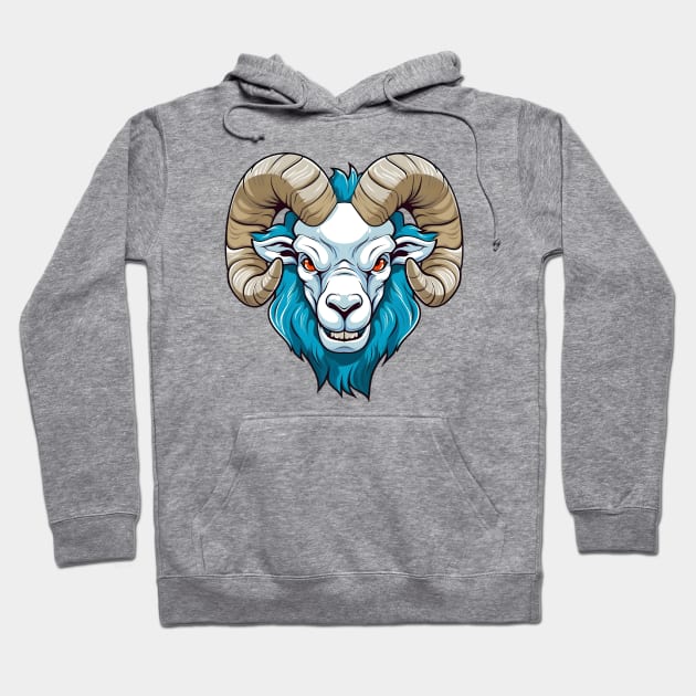 Ice ram, white and blue Hoodie by Clearmind Arts